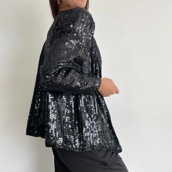 Vintage Stenay 100% silk black sequin jacket size small - Picture 5 of 10